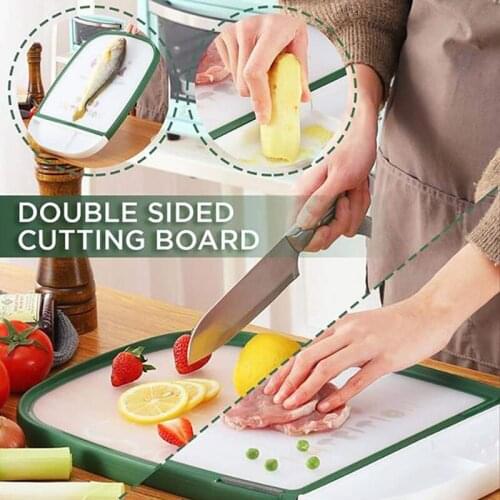 Multifunction Double-Sided Cutting Board, Anti-Microbial Cut Drain Double-Sided Chopping Blocks Board