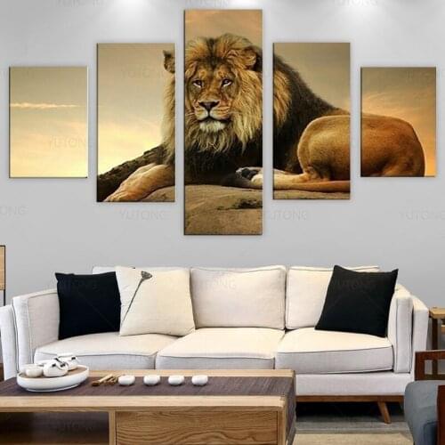 5PCS Animal Poster Modular HD Picture Printing Lion Art Painting Wall Living Room Corridor Home Decoration Poster Without Frame
