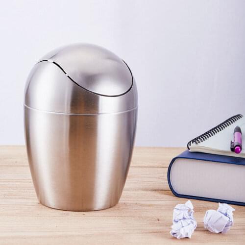 Waste Bins Mini Trash Can For Desk With Can Small Tiny Countertop Trash Bin Can For Office Bathroom Kitchen Waste Basket 1.5 L