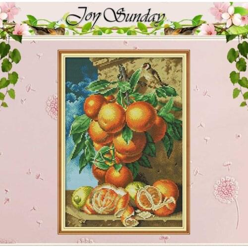 Orange fruit painting counted 11CT 14CT Cross Stitch Sets DIY wholesale Cross-stitch Kits Embroidery Needlework Home Decor