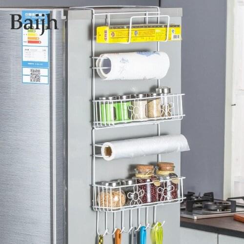 Refrigerator Shelf Side Wall Hanging Rack Creative Household Kitchen Products Plastic Film Shelf Refrigerator Side Storage Rack