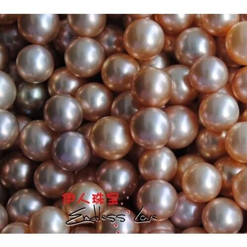 35pcs/lot Freshwater Loose Pearls, NATURAL!!! Round Shape Beads, 6.5-7mm Size, Orange&Purple Color, HALF DRILLED+FREE SHIPPING