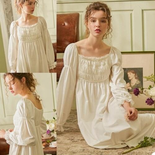 Old Fation Night Dress Long Sleeve Nightgown Nightdress Custom Made Sleepwear Nightwear For Bridal Boudoir Dress