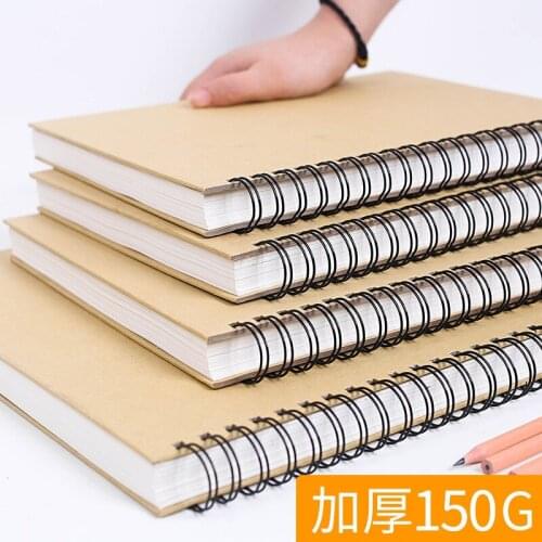 2021 New A4/16K Sketchbook Spiral Notebook Inner Blank Kraft Paper Cover School Supplies Pencil Drawing Notepad