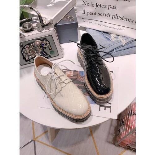 2021 spring and autumn new ladies British patent leather low-top single shoes thick-soled casual small leather shoes