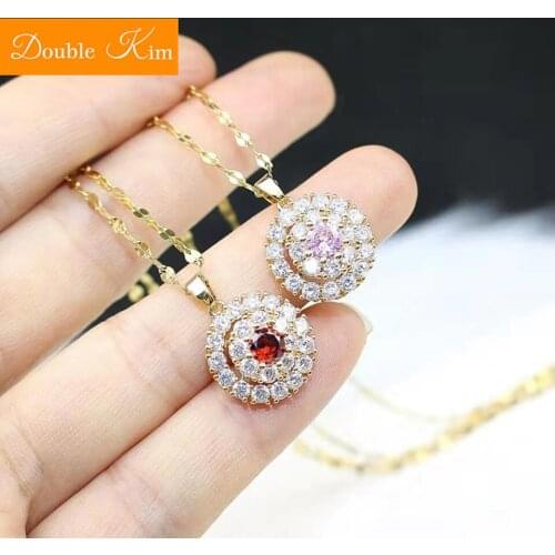 Rotating Zircon Pendant Necklace Titanium Stainless Steel Rose Gold Chain Necklace Inlaid Zircon Fashion Trendy Women Jewelry