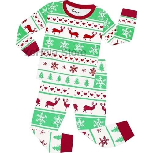 Boys Girls Pajamas Christmas Tree Deer Cartoon Long Sleeve Childrens Clothing Sleepwear Cotton Pyjamas Sets for Kids 2-8 Years