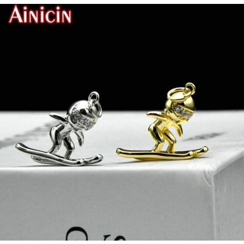 High Quality Loverly Copper Sportsman Skier Gold Silver Plating Pendants Fashion Women & Girls Summer Necklace Jewelry