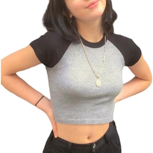Sexy Crop Top T-Shirt Round Neck Short Sleeve Yoga Top Sweatshirt Women’ s Short Tops Sport Shirt Workout Tops /BY