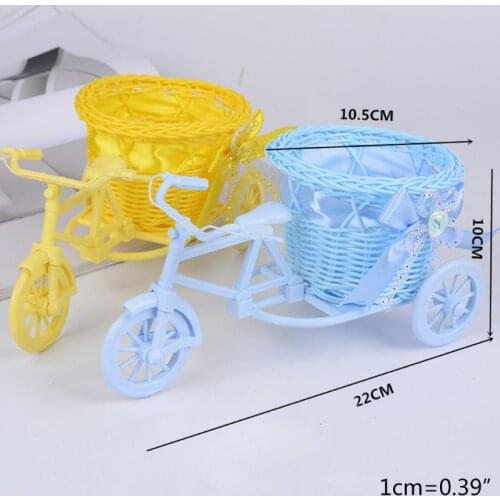 Hand-woven Artificial Flower Basket Rattan Tricycle Planter Bike Bicycle Outdoor R2JC