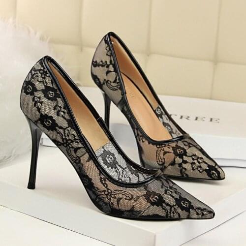 Shoes Women Pumps Fashion Wedding Shoes Women High Heels Lace Sexy Party Shoes Pointed Toe Women Shoes Women Stiletto