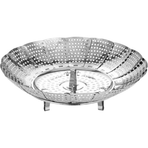 Thickened stainless steel steamer rack can fold steamer fruit tray steamer basket for household steamer dish kitchen storage