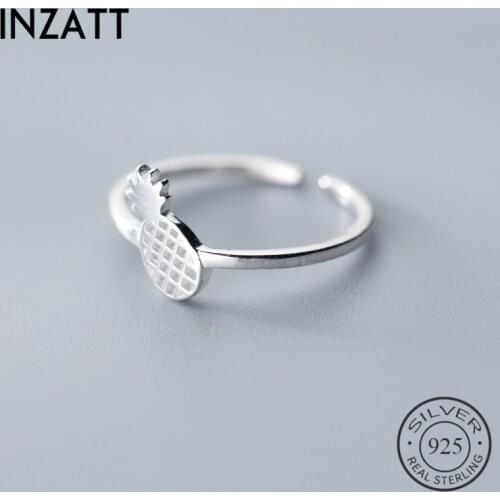 INZATT Real 925 Sterling Silver Minimalist Hollow Pineapple Opening Ring For Women Fruit Party Fine Jewelry Punk Accessories