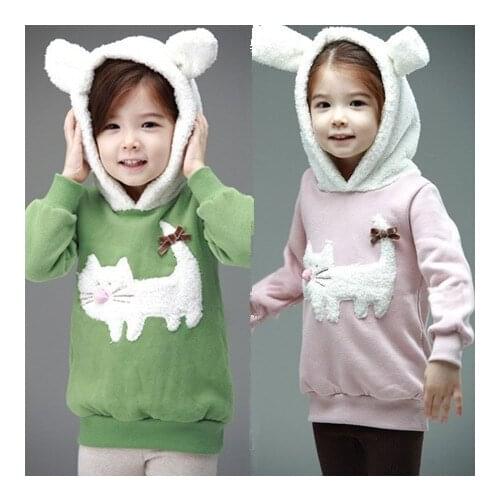 Winter hoodies girls kitty cat hoody Lilliput new 2017 children clothing girls hoodies