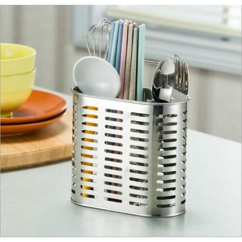 1PC New Stainless Steel Chopsticks Tube Wall Type Chopsticks Box Storage Rack Drain Dhopsticks Cage Rack OK 0558