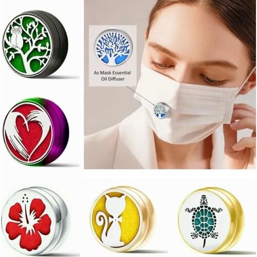 12mm Face Clip Diffuser Aromatherapy Locket Jewelry 316L Stainless Steel Essential Oil Diffuser Locket Free 10 Pads