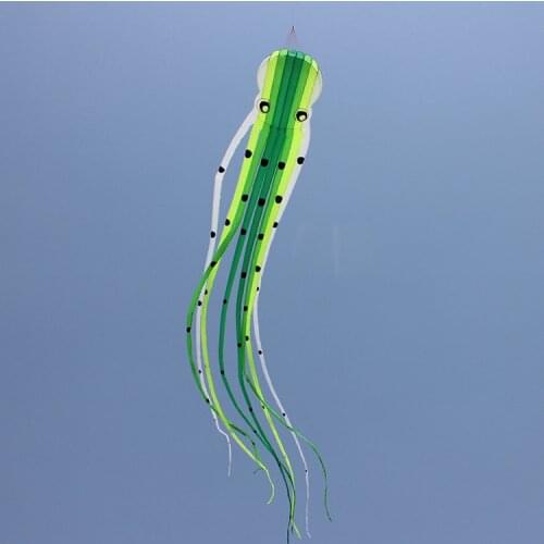 15m Green Crystal Octopus Kite for Audlts Soft Inflatable 3D Solid Animal Kites Ourdoor Fun Toys