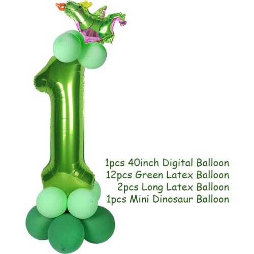 16pcs/set dinosaur 40inch number balloons Happy Birthday Balloon 1st Birthday Party Decoration Kids dino ballon number baloon