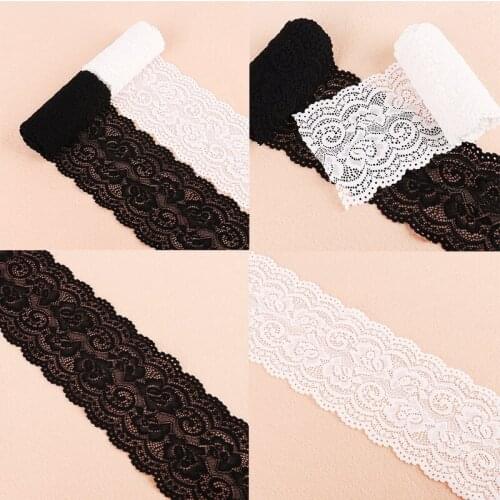 2Yards Hollow Out Crocheted Floral Lace Ribbons Water Soluble Embrodered Black White Lace Trimming DIY Crafts Handmade Fabric