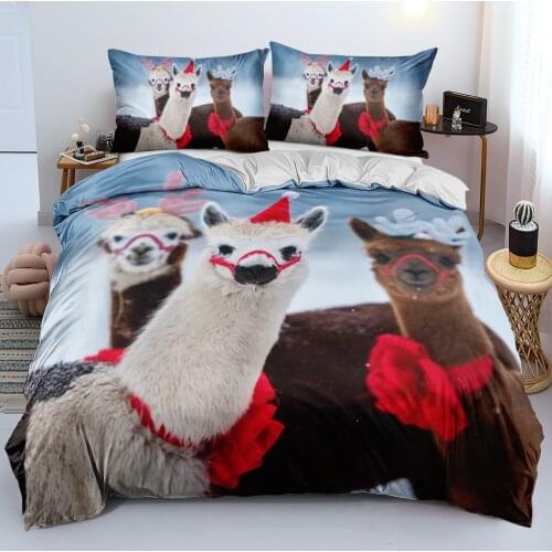 3D Custom Duvet/Quilt/Comforter Cover Set Bedding sets Cartoon 210x210 King Bed Linen Queen Size Lovely Alpacas Home Texitles