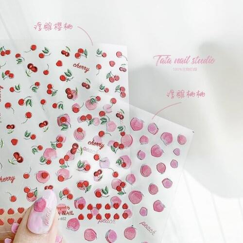 3D three-dimensional fruit peach embossed Japanese nail art decoration New technology nail stickers