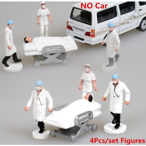 4Pcs/set 1:64 Sand Table People Figures Toys Ambulance Doctors Figures Model for DIY