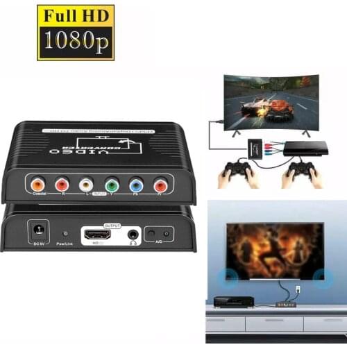 5 RCA Ypbpr Component Audio Video To HDMI-compatible HD HDTV Converter Adapter for Nintendo Wii Ps2 PS3 To TV Display Monitor