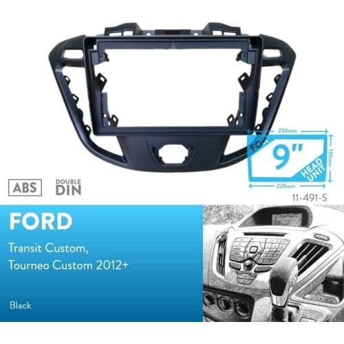 9 inch Car Fascia Radio Panel for FORD Transit Custom, Tourneo Custom 2012+ Dash Kit Install Facia Console Bezel Plate Adapter