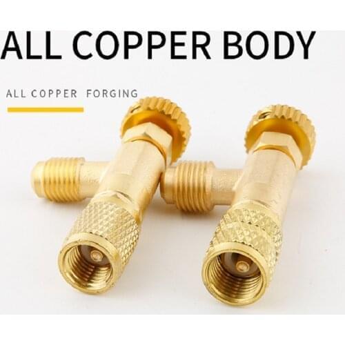 Refrigeration Charging Air Conditioning Adapter For R410A R22 1/4" Liquid Safety Valve Hose R22 Copper Adapter