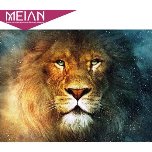 Meian Diamond Painting Cross Stitch 5D Room Decoration Lion Handicraft DIY Diamond Mosaic Embroidery Rhinestone Pattern new