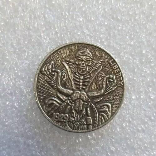 American 1928 Rangers Skull Silver Plated Commemorative Coin Collection Commemorative Coin Gift Challenge Coin