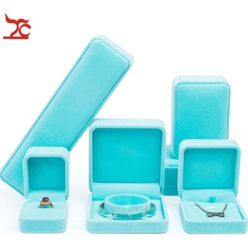 Velvet Pendant Necklace Earrings Bracelet Jewelry Package Case Wedding Ring Jewelry Organizer Storage Green Gift Box