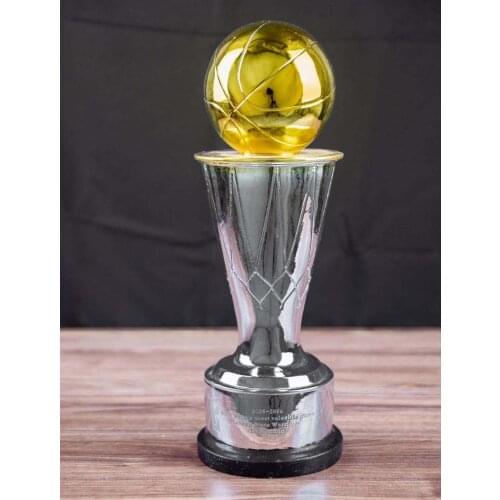 Basketball championship trophy finals most valuable player award the FMVP trophy Bill Russell trophy cup