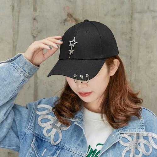 CANZE Summer Fashion Baseball Cap Korean Hat Hoop Decoration Cap Trendy Student Black Sunhat
