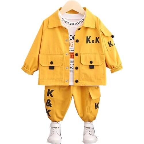 New Spring Baby Boys Clothes Autumn Children Fashion Letter Shirts Jacket Pants 3Pcs/sets Kids Cotton Toddler Casual Tracksuits
