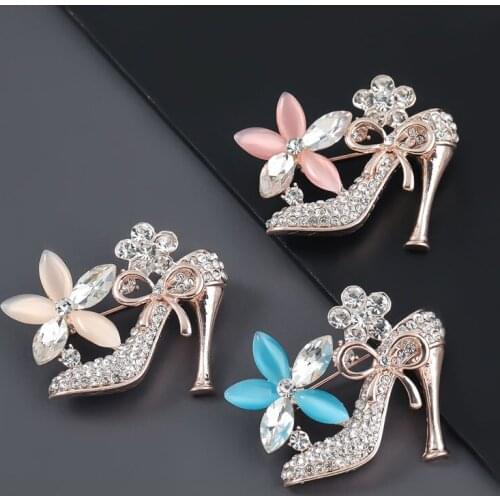 European And American Alloy Flower High Heel Shoes Brooch Popular Clothing Decoration Womens Pin