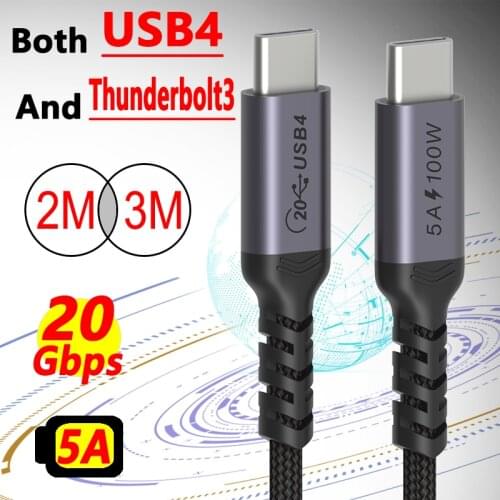 Coaxial USB4 Type C Thunderbolt 3 cable PD 100W 4K@60Hz 20Gbps Data Transfer fast charge for Dell HP Notebook apple Macbook IPad