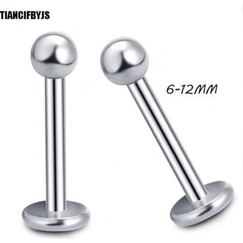 TIANCIFBYJS Stainless Steel Wholesale Labret Ring Mix 6-12mm 100pcs Labret Rings Lip Bar Barbell With Ball Body Jewelry Piercing