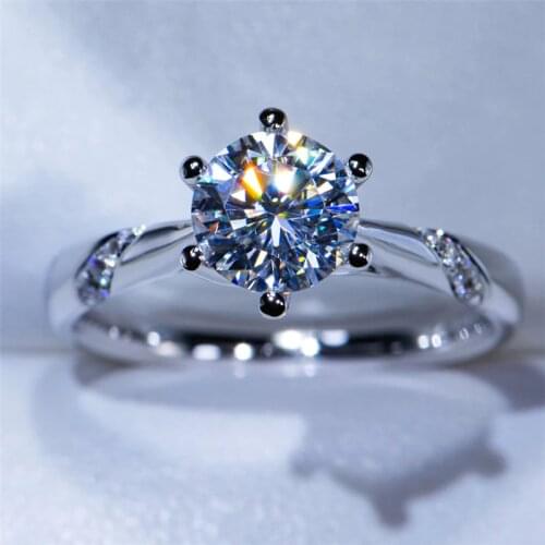 14K White Gold Ring 1.0ct 2.0ct 3.0ct Round Cut Moissanite Ring Simple style Engagement Ring Anniversary Ring For Women