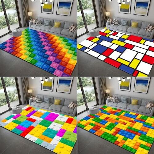 Colorful Block Geometric Printed Carpet Rug for Living Room Bedroom Large Area Rugs Modern Printing Floor Carpet for Parlor Mat