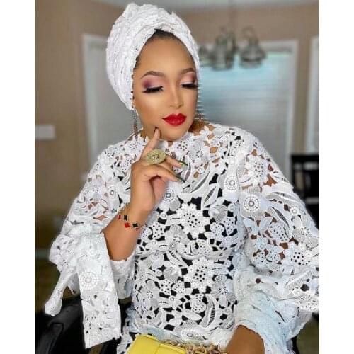 SJD LACE Guipure Cord Lace 2021High Quality African Lace Fabric With Stones Water Soluble Laces For Wedding Party Material A2181