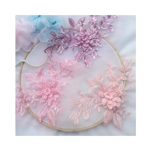 24 color laminated Beads Three-dimensional flower Embroidery Lace DIY Headscarf veil Stage Performance Clothing With Accessories