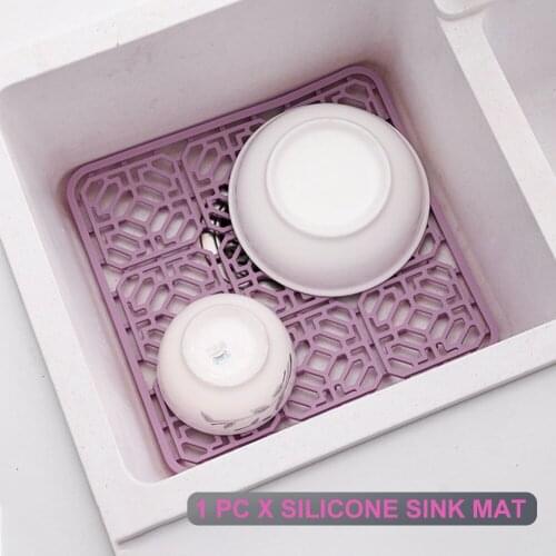 30x30cm Multi-Purpose Silicone Sink Mat Non-Slip Resting Cutlery Dishes Insert Kitchen Durable Drying Drain Pad Heat-Resistant