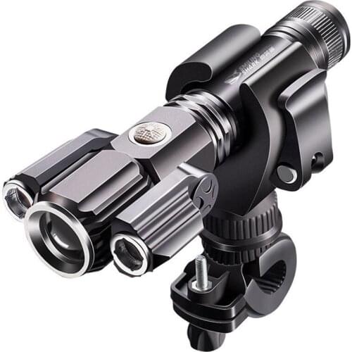 Multifunction Portable Light Three Lamp Holders Whirling Angle Adjustment Cycling Flashlight Bicycle Stand Night Walk THB5340