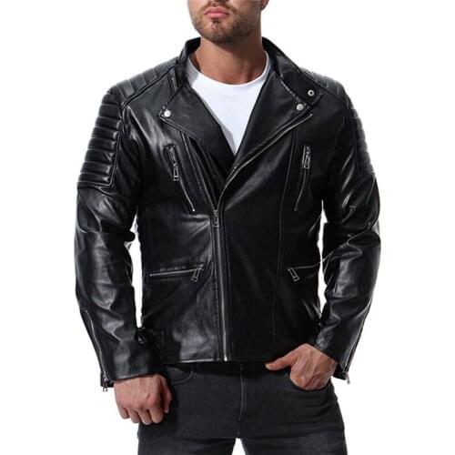 Mens Hi Street Biker Jacket Faux Leather Motorcycle Racer Coat With Multi Pockets Pleated Windbreaker Outerwear Big Size M-5XL