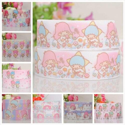 7/8 " 22 mm new lovely little twin star ribbon pattern cartoon tape grosgrain ribbon free shipping