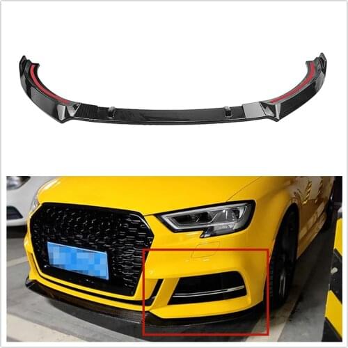 Carbon Fiber Style Car Front Bumper Splitter Trim Lip For Audi A3 S3 2017 2018 2019 Vehicle Accessories Lower Spoiler Cover