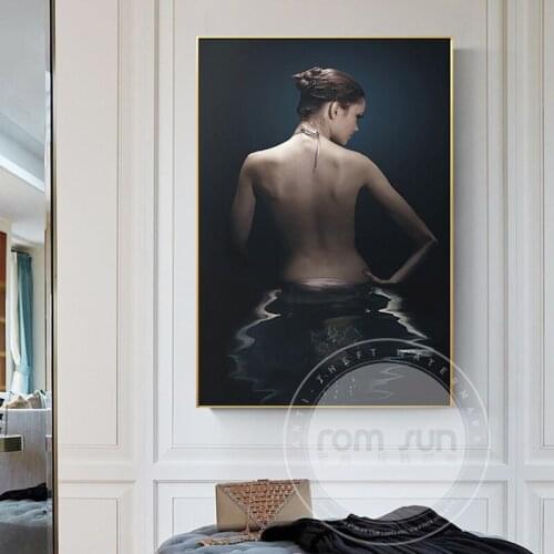 Nordic Dancing angel Beauty face back Painting Retro elegant girl Poster Print Wall Art For Living Room Cuadros Decoracion Salon