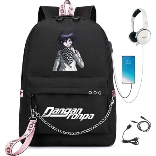 Danganronpa Kokichi Oma Backpack Print for Teens Boys Girls Monokuma School Backpack USB Pad Travel Bag Students Schoolbag