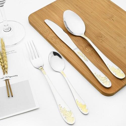 Tableware Floral Pattern Style 1pcs Cutlery Set Stainless Steel Mirror Dinnerware Flatware For Kitchen Restaurant Dropshipping